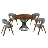 Cirque Mid-Century Dining Set - 5-Piece Comfort & Style with Round Table and Plush Chairs Included