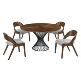Cirque Mid-Century Dining Set - 5-Piece Comfort & Style with Round Table and Plush Chairs Included