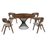 Cirque Mid-Century Dining Set - 5-Piece Comfort & Style with Round Table and Plush Chairs Included