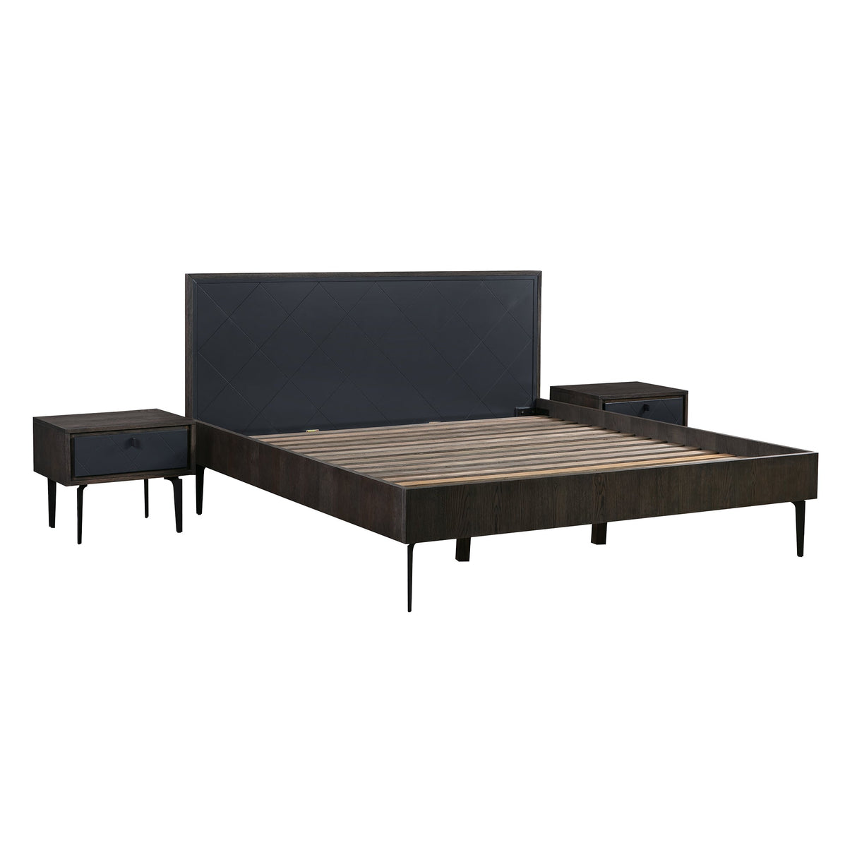 Cross 3-Piece Bedroom Set with Modern Rustic Style, Solid Oak Frame, and Spacious Nightstands