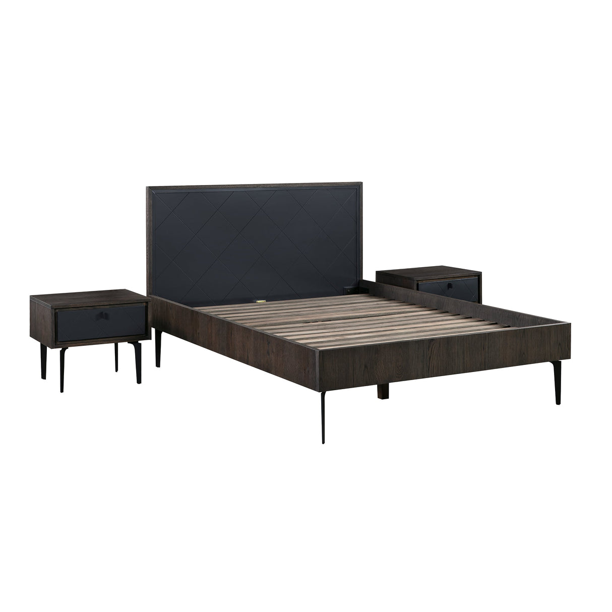 Cross 3-Piece Bedroom Set with Modern Rustic Style, Solid Oak Frame, and Spacious Nightstands