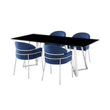 Cressida/Portia Stunning 5-Piece Dining Set with Glass Top & Stainless Steel Frame for Modern Homes