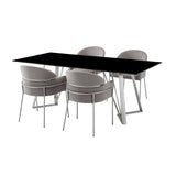 Cressida/Portia Stunning 5-Piece Dining Set with Glass Top & Stainless Steel Frame for Modern Homes