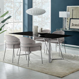 Cressida/Portia Stunning 5-Piece Dining Set with Glass Top & Stainless Steel Frame for Modern Homes