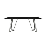 Cressida/Portia 7-Piece Dining Set - Modern Glass Top Table with Comfortable Stainless Steel Chairs