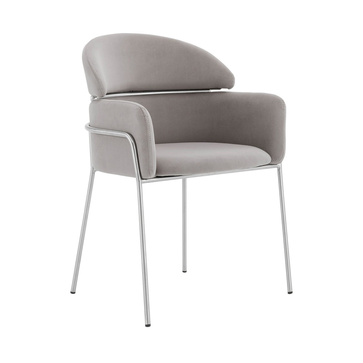 Cressida/Portia 7-Piece Dining Set - Modern Glass Top Table with Comfortable Stainless Steel Chairs