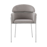 Cressida/Portia 7-Piece Dining Set - Modern Glass Top Table with Comfortable Stainless Steel Chairs