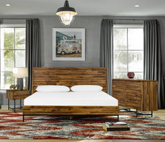 Cusco 4-Piece Acacia Wood and Metal Bedroom Set for Modern Farmhouse Style and Comfort