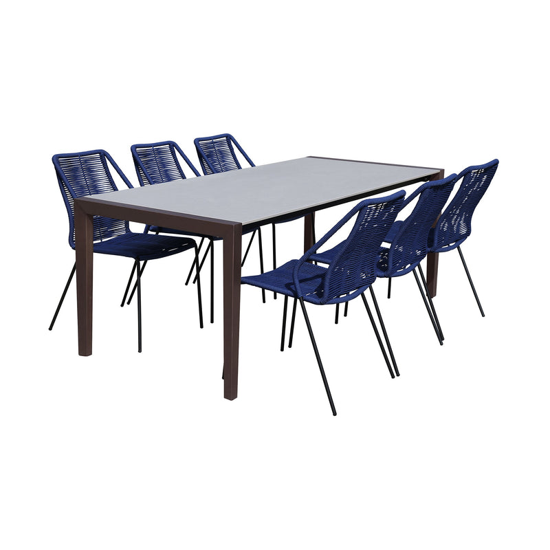 Fineline/Clip Eucalyptus Super Stone 7-Piece Outdoor Dining Set for Stylish and Durable Gatherings