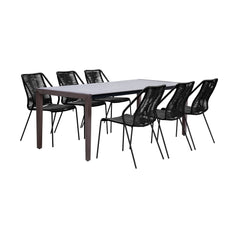 Fineline/Clip Eucalyptus Super Stone 7-Piece Outdoor Dining Set for Stylish and Durable Gatherings