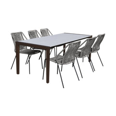 Fineline/Clip Eucalyptus Super Stone 7-Piece Outdoor Dining Set for Stylish and Durable Gatherings