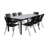 Fineline/Clip Eucalyptus 9-Piece Outdoor Dining Set with Durable Super Stone Table and Stylish Chairs