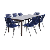 Fineline/Clip Eucalyptus 9-Piece Outdoor Dining Set with Durable Super Stone Table and Stylish Chairs