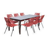 Fineline/Clip Eucalyptus 9-Piece Outdoor Dining Set with Durable Super Stone Table and Stylish Chairs