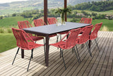 Fineline/Clip Eucalyptus 9-Piece Outdoor Dining Set with Durable Super Stone Table and Stylish Chairs