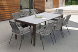 Fineline/Clip Eucalyptus 9-Piece Outdoor Dining Set with Durable Super Stone Table and Stylish Chairs