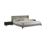 Legend Modern 3-Piece Gray Fabric King Bed and Nightstands Set with Soft-Close Drawers & Support