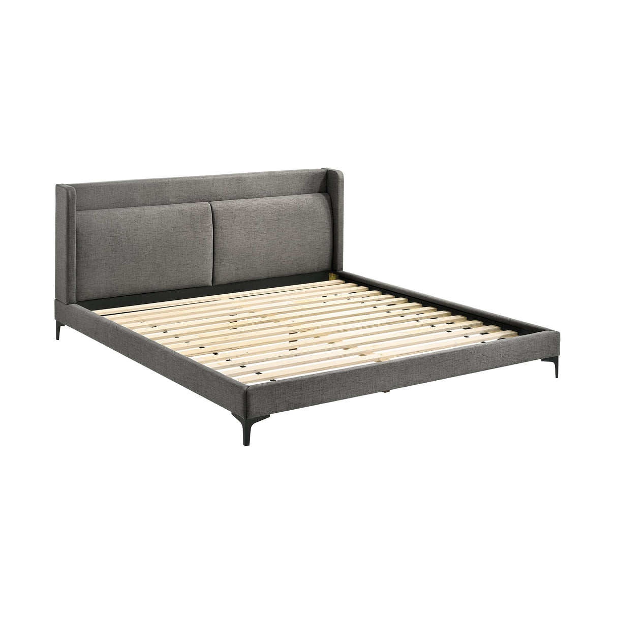 Legend Modern 3-Piece Gray Fabric King Bed and Nightstands Set with Soft-Close Drawers & Support