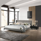 Legend Modern 3-Piece Gray Fabric King Bed and Nightstands Set with Soft-Close Drawers & Support