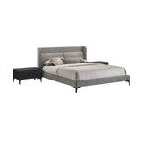 Legend Modern 3-Piece Gray Fabric King Bed and Nightstands Set with Soft-Close Drawers & Support