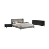 Legend 4-Piece Gray Fabric King Bedroom Set with Modern Dresser & Nightstands - Cozy Elegance!