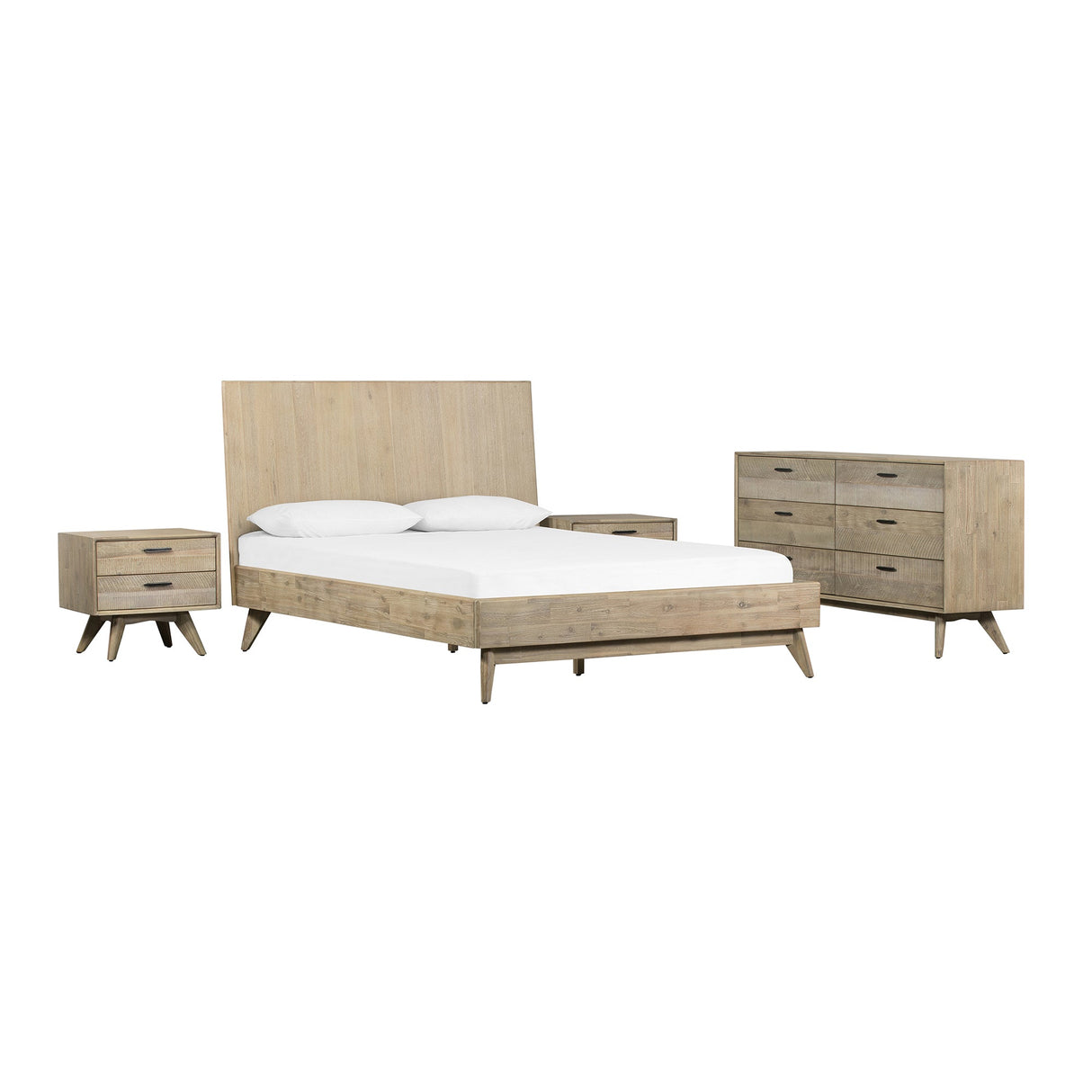 Baly Solid Acacia Bedroom Set – 4-Piece Modern Rustic Furniture for Stylish and Lasting Comfort