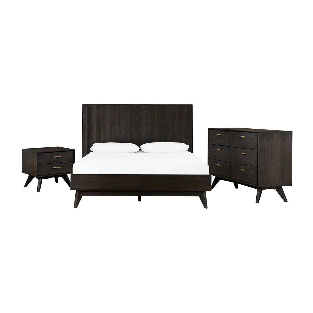 Cusco Rustic Acacia Wood and Metal 3-Piece Bedroom Set – Cozy Platform Bed & Nightstands Included