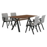 Laredo Mid-Century Modern Dining Set - 5-Piece with Stylish Walnut Top and Comfortable Chairs