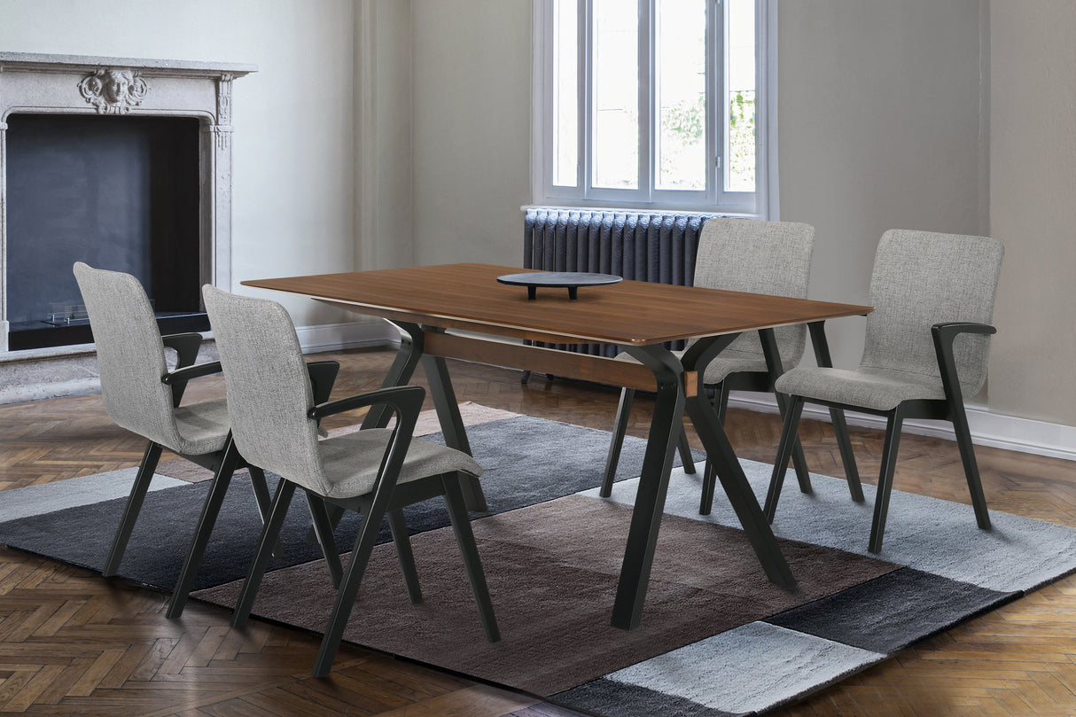 Laredo Mid-Century Modern Dining Set - 5-Piece with Stylish Walnut Top and Comfortable Chairs