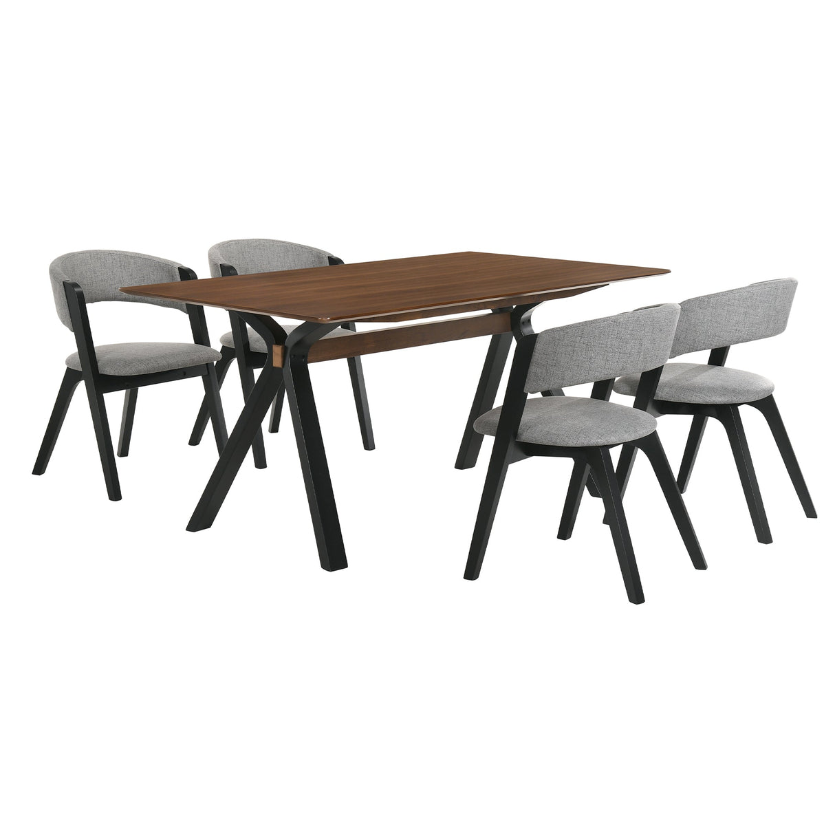 Laredo Mid-Century Modern Dining Set - 5-Piece with Stylish Walnut Top and Comfortable Chairs