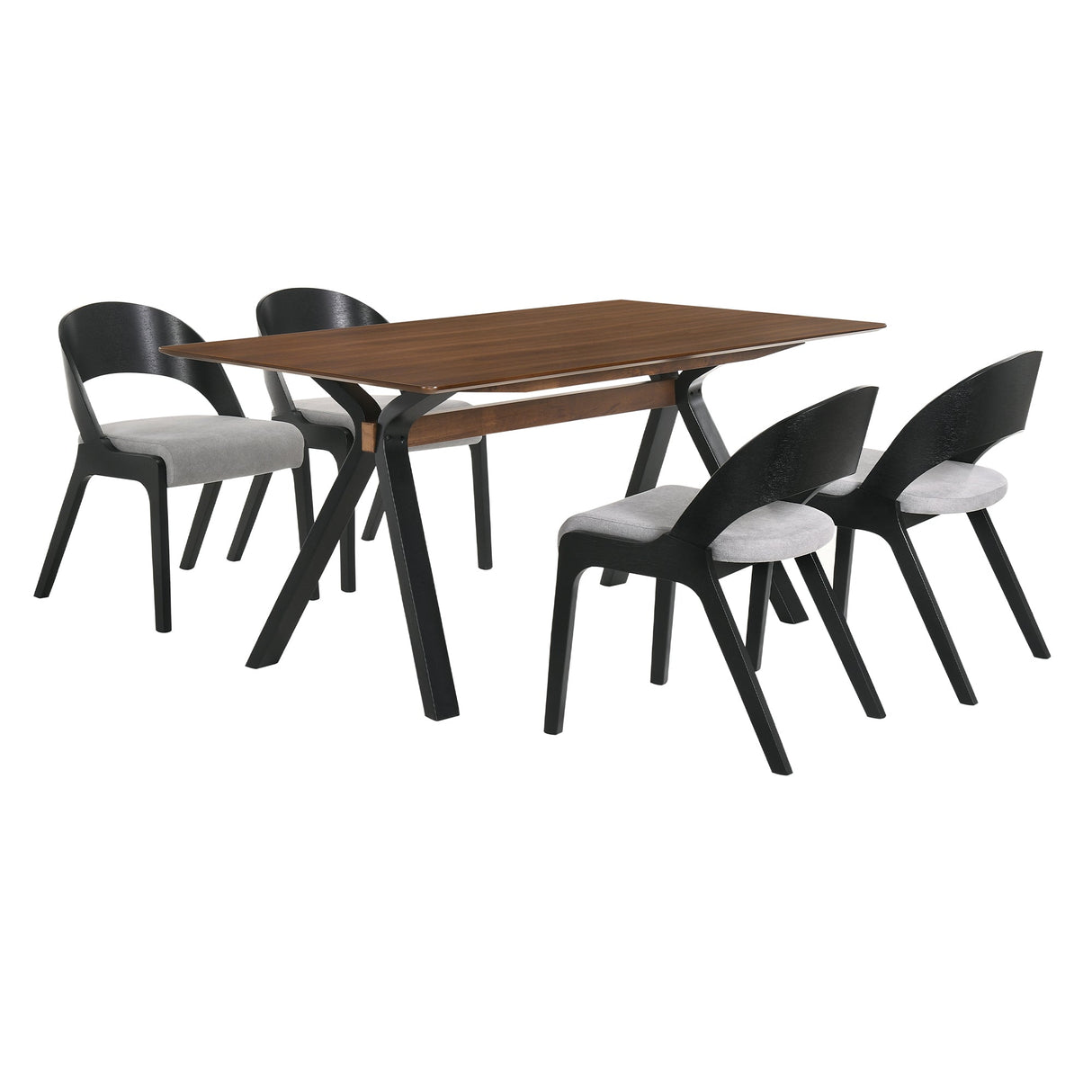 Laredo Mid-Century Modern Dining Set - 5-Piece with Stylish Walnut Top and Comfortable Chairs