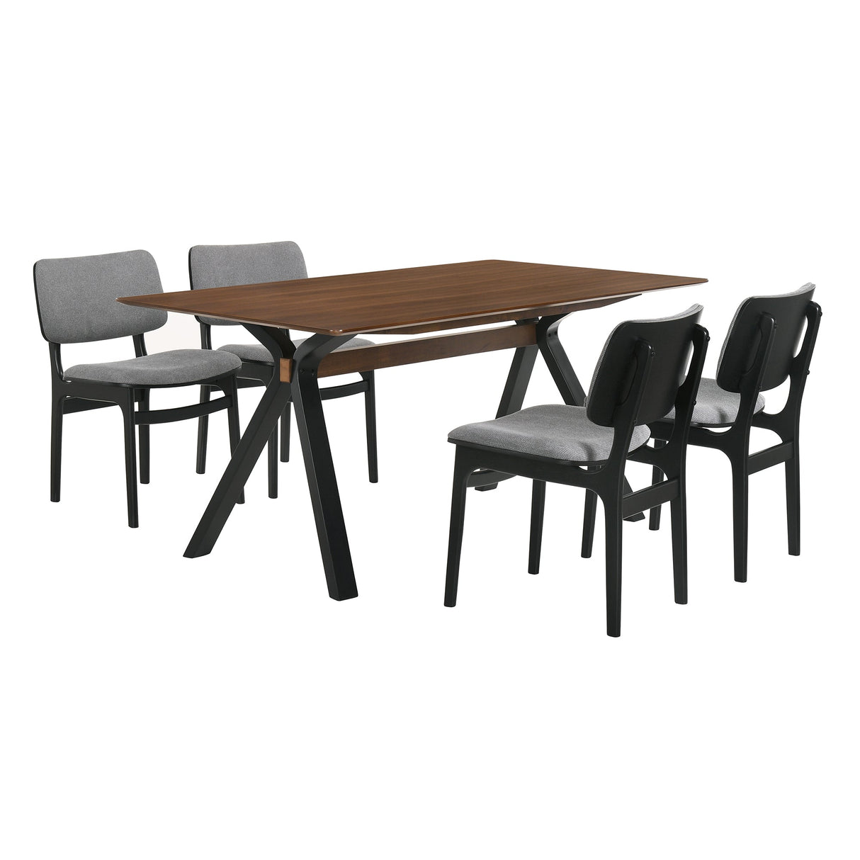 Laredo Mid-Century Modern Dining Set - 5-Piece with Stylish Walnut Top and Comfortable Chairs