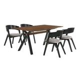 Laredo Mid-Century Modern Dining Set - 5-Piece with Stylish Walnut Top and Comfortable Chairs