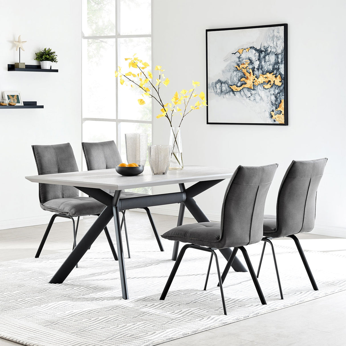 Margot/Rylee 5-Piece Dining Set - Luxurious Upholstered Comfort with Durable Metal Frame & Table