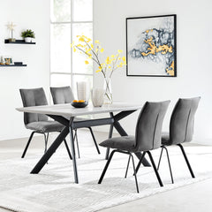 Margot/Rylee 5-Piece Dining Set - Luxurious Upholstered Comfort with Durable Metal Frame & Table