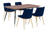 Messina/Messina Messina 5-Piece Velvet and Walnut Dining Set - Elegant Modern Design with Comfort and Durability