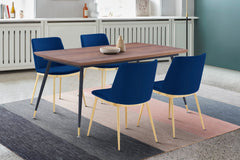 Messina/Messina Messina 5-Piece Velvet and Walnut Dining Set - Elegant Modern Design with Comfort and Durability