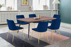 Messina/Messina Messina 5-Piece Velvet and Walnut Dining Set - Elegant Comfort, Modern Design for Your Home