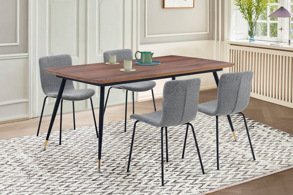 Messina/Gillian Modern 5-Piece Dining Set with Walnut Finish and Ergonomic Comfort for Your Home