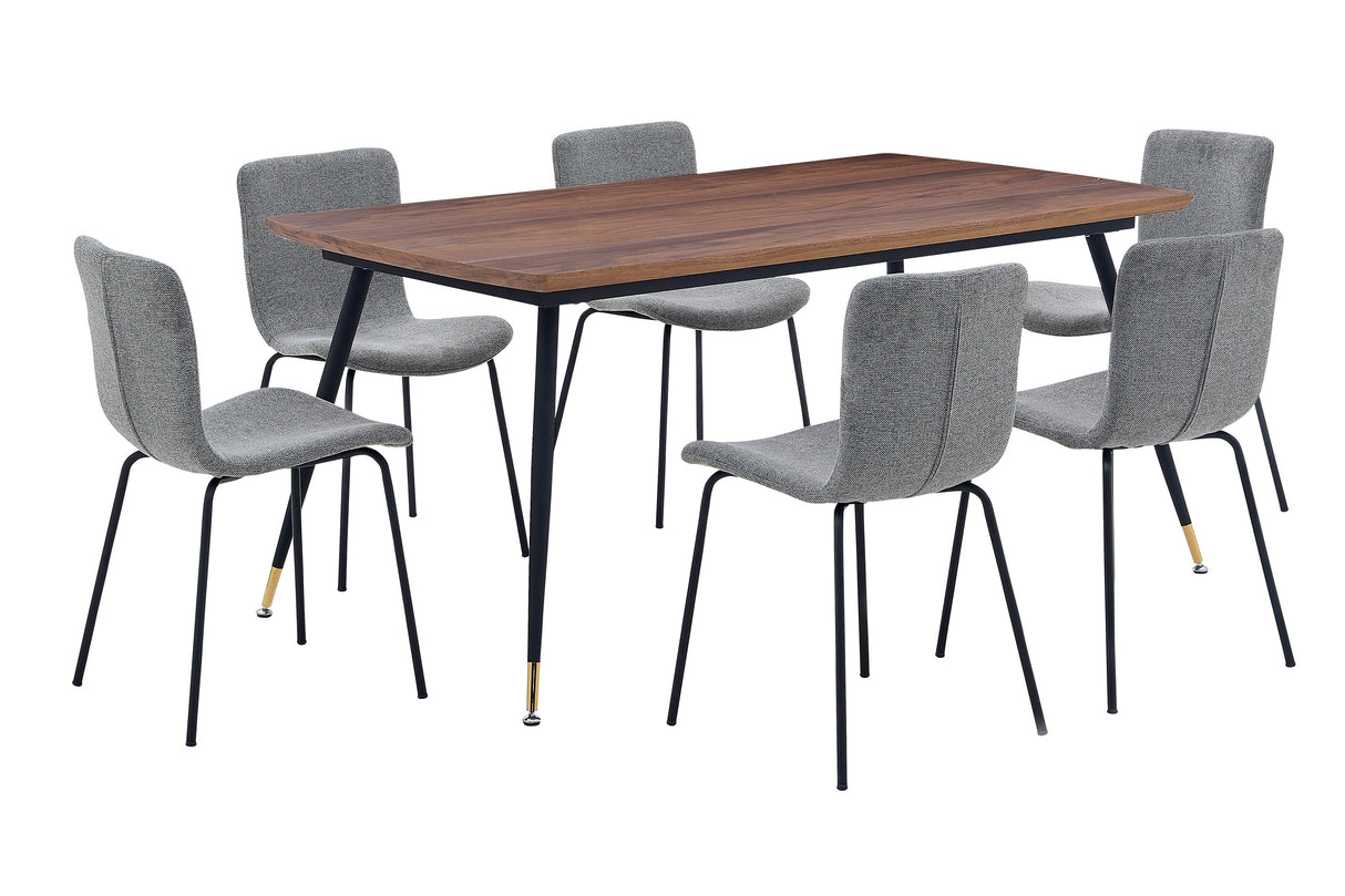 Messina/Gillian 5-Piece Dining Set - Modern Walnut Table with Stylish Ergonomic Chairs for Comfort