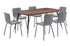 Messina/Gillian 5-Piece Dining Set - Modern Walnut Table with Stylish Ergonomic Chairs for Comfort