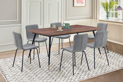 Messina/Gillian 5-Piece Dining Set - Modern Walnut Table with Stylish Ergonomic Chairs for Comfort