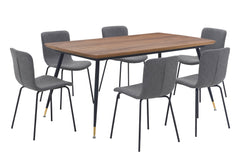 Messina/Gillian 5-Piece Dining Set - Modern Walnut Table with Stylish Ergonomic Chairs for Comfort