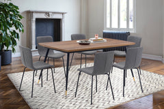 Messina/Gillian 5-Piece Dining Set - Modern Walnut Table with Stylish Ergonomic Chairs for Comfort