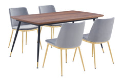 Messina/Messina Messina 5-Piece Velvet and Walnut Dining Set - Elegant Modern Design with Comfort and Durability