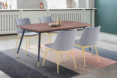 Messina/Messina Messina 5-Piece Velvet and Walnut Dining Set - Elegant Modern Design with Comfort and Durability