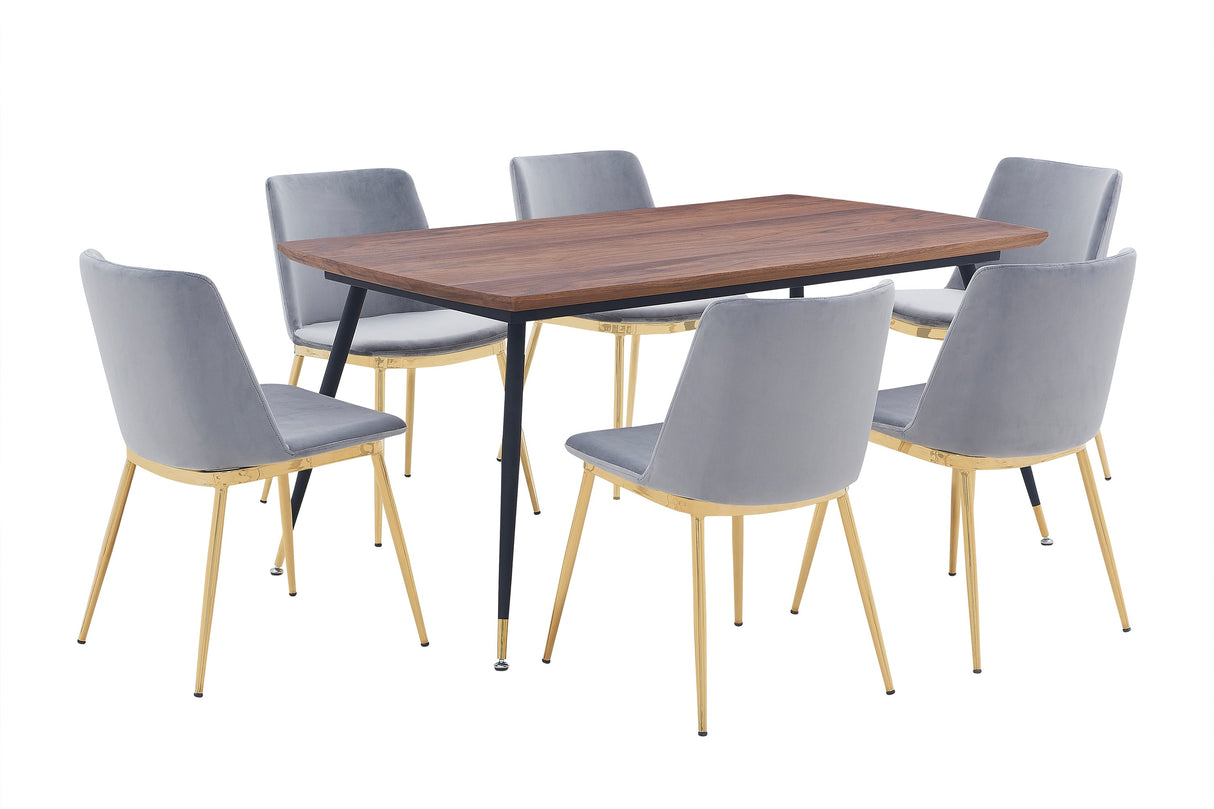 Messina/Messina Messina 5-Piece Velvet and Walnut Dining Set - Elegant Comfort, Modern Design for Your Home
