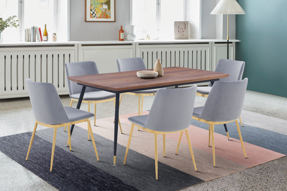 Messina/Messina Messina 5-Piece Velvet and Walnut Dining Set - Elegant Comfort, Modern Design for Your Home
