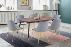 Messina/Messina Messina 5-Piece Velvet and Walnut Dining Set - Elegant Comfort, Modern Design for Your Home
