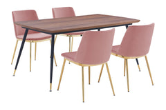 Messina/Messina Messina 5-Piece Velvet and Walnut Dining Set - Elegant Modern Design with Comfort and Durability